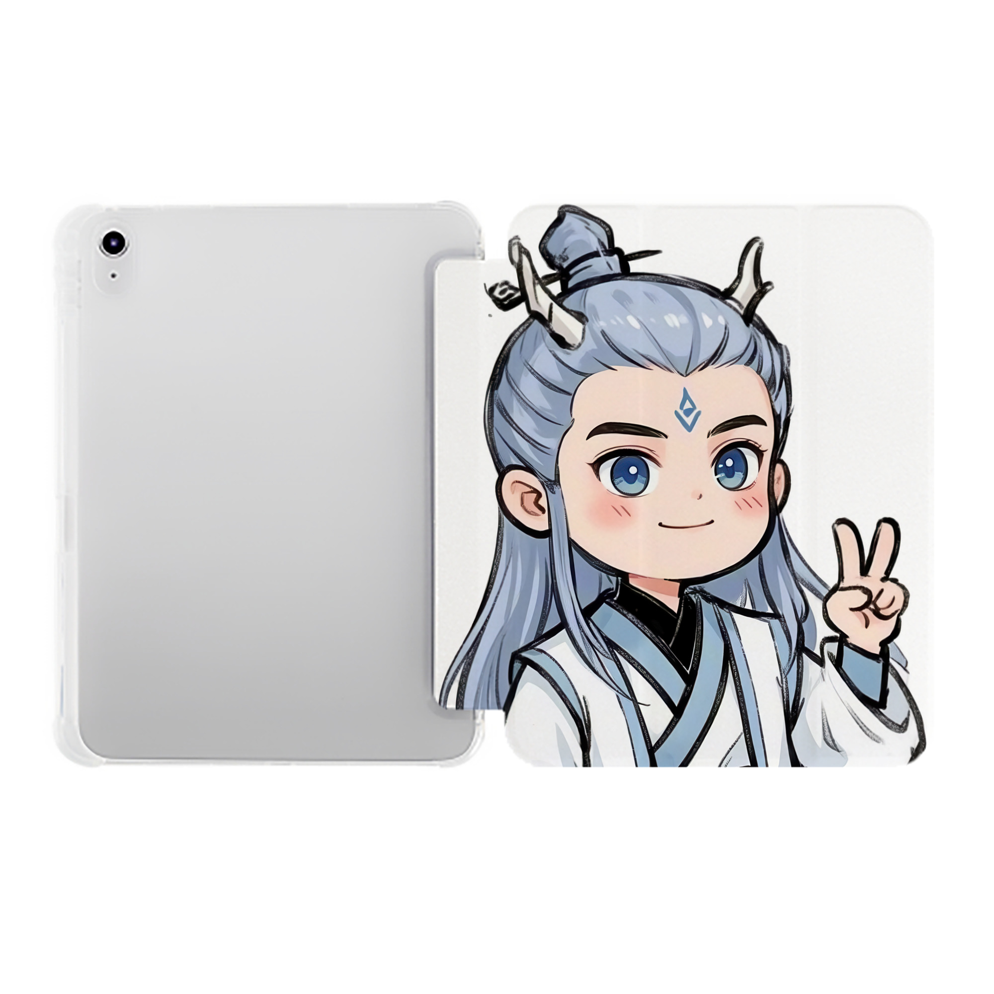（画像用） Ne Zha 2 ナタ 魔童の大暴れ IPad ケース ペン収納付き 三つ折りスタンド PUレザー×シリコン 対応機種9.5/10.5/10.9インチ